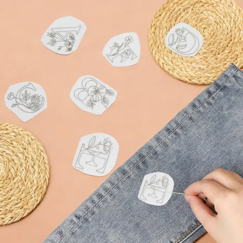 Miniatura 6 de 114 patrones de bordado solubles en agua, papel de punto con diseños de letras florales, hoja de transferencia soluble para estabilizador de costura