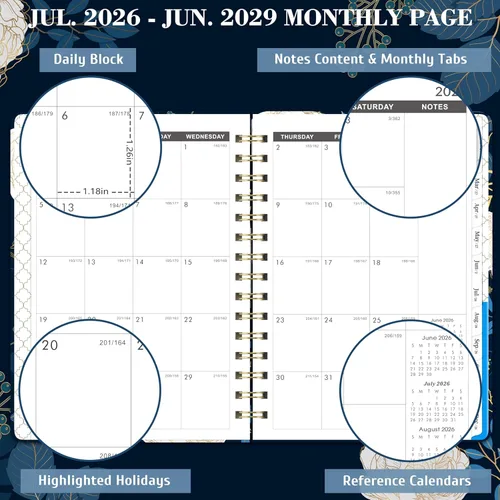 Miniatura 3 de Agenda mensual/calendario 2026-2028 - Agenda mensual de 3 años 2026-2028, 6.3" x 8.4", de enero de 2026 a diciembre de 2028, pestañas de meses