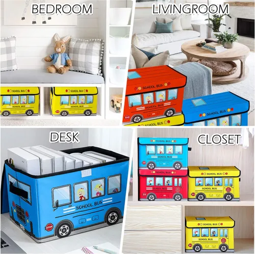 Miniatura 6 de Cofre de juguetes para niños, organizador plegable con asas, cubo de juguetes para niños con tapas, organizador de almacenamiento de juguetes