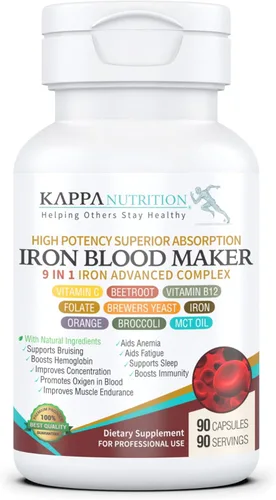 Miniatura 9 de KAPPA NUTRITION Hierro 26mg, Vitamina C y Naranja 150mg, Ácido Fólico 667mcg DFE, Vitamina B12, Remolacha, Levadura de Cerveza, Brócoli y Aceite MCT