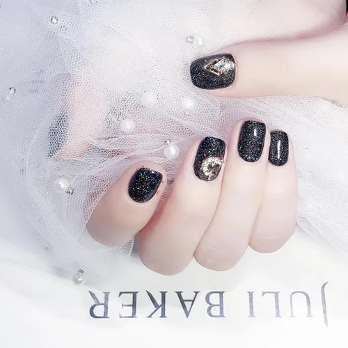 Miniatura 3 de COSMOO Esmalte de uñas de glitter negro de secado rápido, 12 ml, resistente a las astillas, vegano, de secado rápido, con vetas, de larga duración