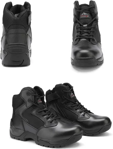 Miniatura 8 de NORTIV 8 Mens Military Tactical Work Boots Side Zip Outdoor Hiking Leather Motorcycle Combat Boots