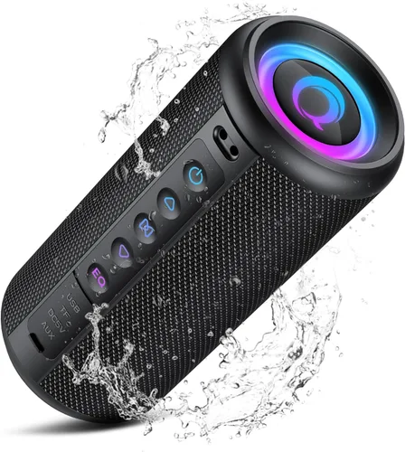 Altavoz Bluetooth portátil, altavoz inalámbrico Bluetooth 5.4 2026 con sonido estéreo HD de 20 W, tiempo de reproducción de 20 horas, luces LED,
