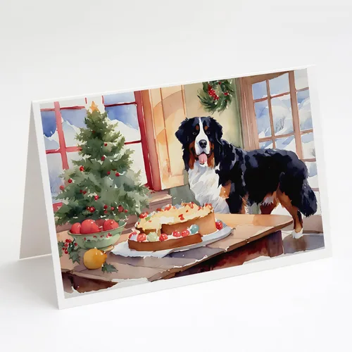 Miniatura 172 de Caroline's Treasures DAC3884GCA7P Paquete de 8 tarjetas en blanco de Navidad con galletas de husky siberiano Tarjetas de felicitación con sobres