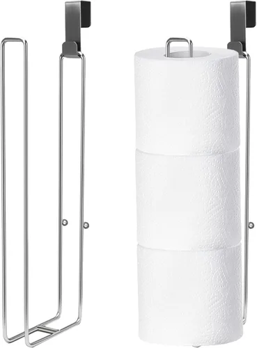 Miniatura 12 de Soporte de papel higiénico con almacenamiento extra de 4 rollos de papel higiénico, soporte de pared sobre el tanque, soporte de papel higiénico