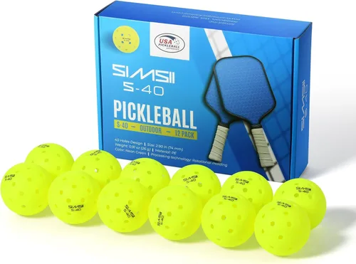 S-40 - Pelotas de pickleball para exteriores, 40 agujeros, aprobadas por la USAPA, material de polietileno duradero, construcción sin costuras,