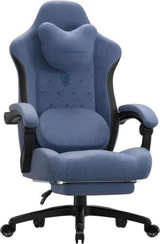 Miniatura 12 de Dowinx Silla de Juegos con Soporte Lumbar de Masaje con Calentamiento, Sillas de Tela Grandes y Altas para Adultos con Reposapiés, Silla de Juego