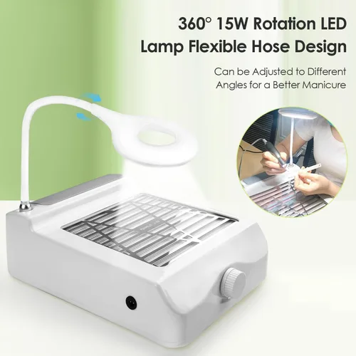 Miniatura 3 de Colector de polvo de uñas con lámpara-60W potente colector de polvo para uñas, velocidad ajustable NailFan colector de polvo con filtro reutilizable