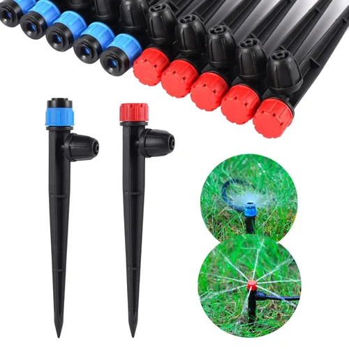 Miniatura 7 de Emisores de riego por goteo, emisores de goteo ajustables de 360 grados en 5" con estaca para tubos de riego por goteo de 1/4 de pulgada, goteros