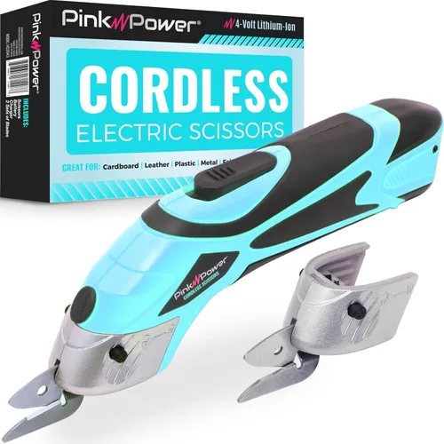Miniatura 8 de Pink Power Tijeras Eléctricas Inalámbricas Cortador de Tela para Manualidades, Cajas, Costura, Alfombras y Álbumes de Recortes - Cizallas Rotativas
