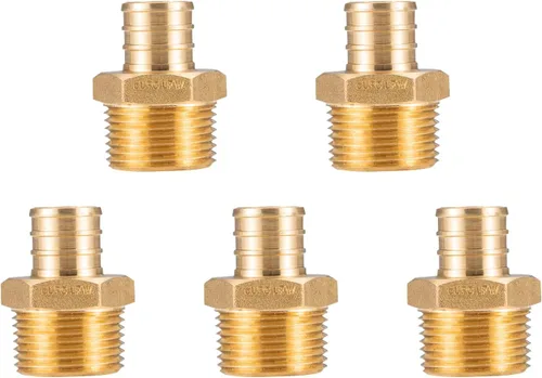 Miniatura 15 de (5 unidades) Adaptador de rosca NPT hembra de 3/4 pulgadas PEX x 3/4 pulgadas F1807, conector de engarce de latón LF para tubería PEX-b