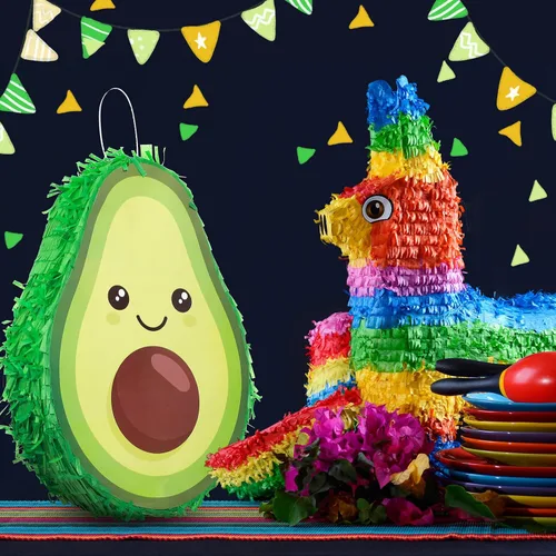 Miniatura 4 de Sratte Decoraciones de piata de aguacate, 16 x 11 x 3 pulgadas, piñata de aguacate con palo para revelación de género, baby shower, fiesta