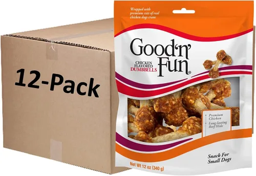 Miniatura 13 de Good 'n' Fun Mancuernas con sabor a pollo, 4 onzas, aperitivos de cuero crudo para perros pequeños