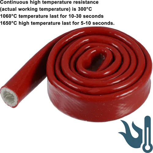 Miniatura 7 de X AUTOHAUX Cinta de fibra de vidrio recubierta de silicona con manga de fuego de 3 pies de identificación de 1/2 "para líneas de manguera