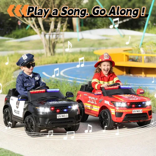 Miniatura 8 de TOBBI Coche de Policía Eléctrico para Niños, Juguete de Montar a Batería, Coches de Policía con Control Remoto, Sirena, Luces Intermitentes, Música