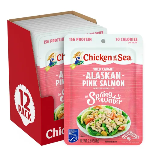 Miniatura 19 de Chicken of the Sea Salmón rosa de Alaska, paquetes de 2.5 oz. (Caja de 12), salmón capturado en la naturaleza, condimento para bagel de todo tipo