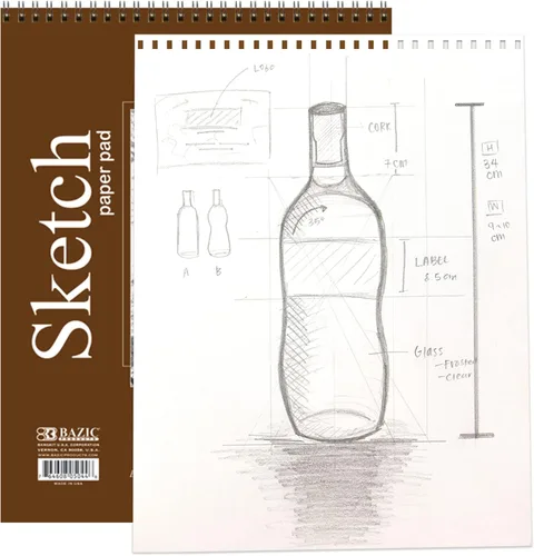 Miniatura 6 de BAZIC Products Bloc de bocetos en espiral de 9 x 12 pulgadas, 30 hojas 30 hojas - 9"x12