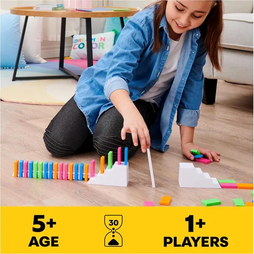 Miniatura 2 de Spin Master Games, Lily Hevesh H5 Domino Creations - Juego de 100 fichas de dominó neón, juguetes de construcción para niños y familia, juego