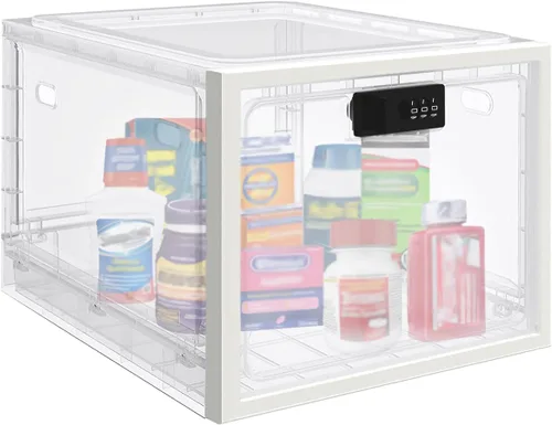 Miniatura 11 de Caja de bloqueo para medicamentos seguros, caja de almacenamiento con cerradura de 10 litros para refrigerador/aperitivos alimentos, cajas