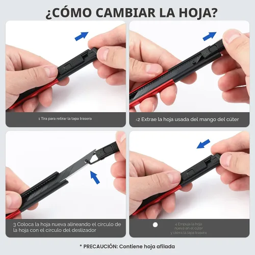 Miniatura 6 de WORKPRO Cuchillo de uso general premium con cuchilla retráctil y desmontable, juego de cortador de caja de aluminio resistente, cuchillos