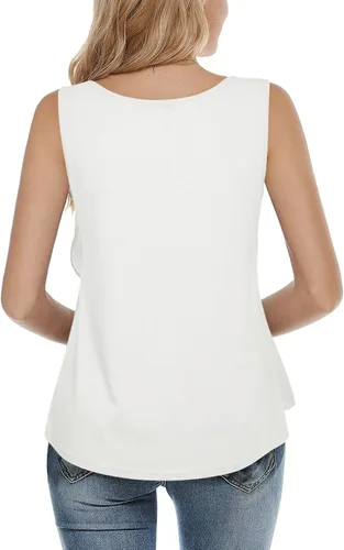 Miniatura 4 de Messic Camiseta sin mangas para mujer, de doble capa, de gasa, casual, tipo túnica