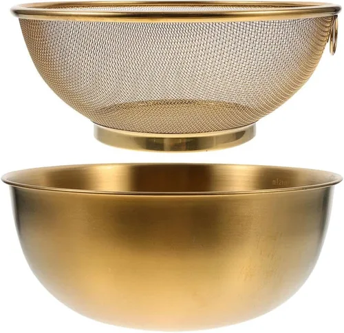 Luxshiny Cesta coladora de acero inoxidable con colador de malla fina y lavabo de 7.08 pulgadas para cocina, verduras, frutas, arroz, limpieza y