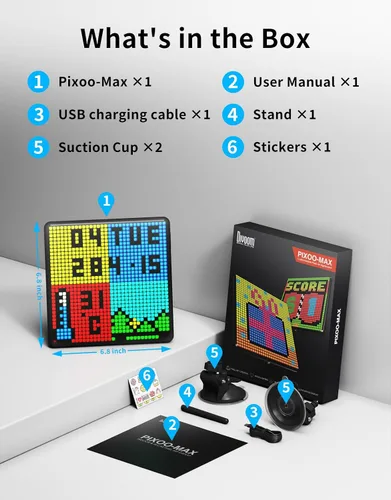 Miniatura 7 de Divoom Pixoo Visualización Max Pixel, APP Pantalla de control de teléfono móvil con pantalla LED programable de 32 X 32 para decoración del hogar