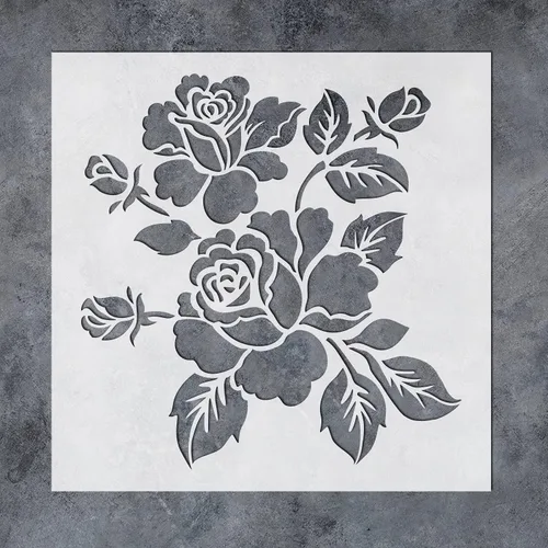 GSS Designs Bloom Rose Stencils - Juego floral para pintar paredes y muebles de tela, lienzo de madera, plantillas de flores reutilizables, 12 x 12