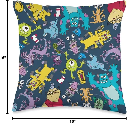 Miniatura 4 de PIXAR Disney Monsters Scare Crew - Almohada de 16 x 16 pulgadas, multicolor