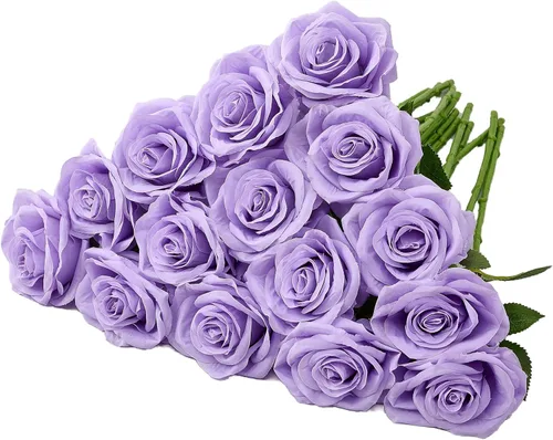 Miniatura 36 de Carlita's Blooms 15 piezas Rosas Falsas Flores Artificiales de Seda Flor Rosa Falsa Tallos Largos Ramo para Arreglo Centro de Mesa de Boda Fiesta