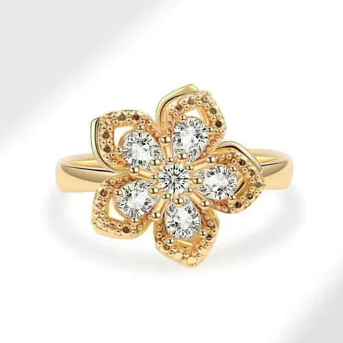 Miniatura 29 de Sunflower Ring Spinning Fidget Rings for Anxiety Open Adjustable Spinner Sun Ring Creative Relieving Stress Rotating Jewelry