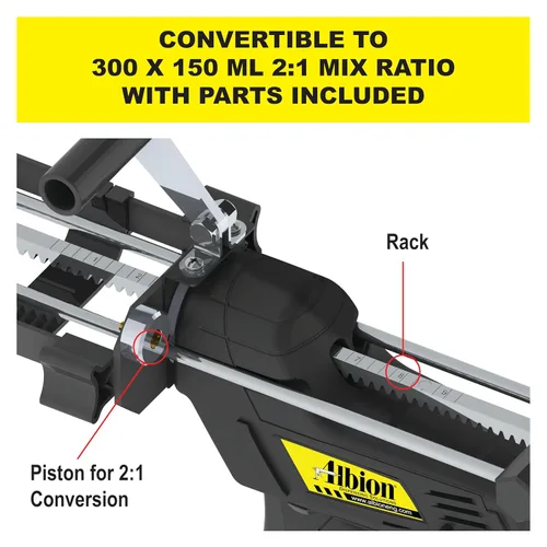 Miniatura 3 de Albion Engineering E18T600 Serie 600 Pistola adhesiva epoxi de cartucho multicomponente, 18 V, relación 1:1 (300 x 10.1 fl oz) y relación 2:1