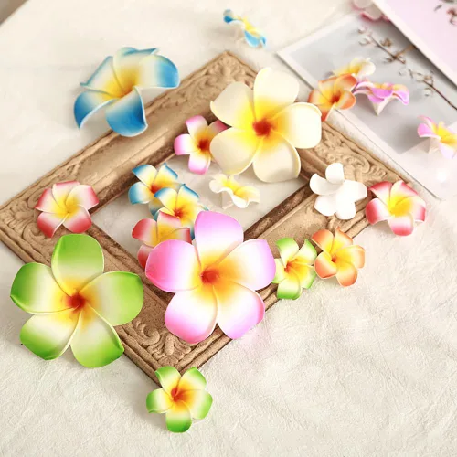 Miniatura 3 de 10 pinzas de flores hawaianas de plumeria hawaiana, pasadores de pelo para fiesta en la playa, horquillas artificiales de flores tropicales