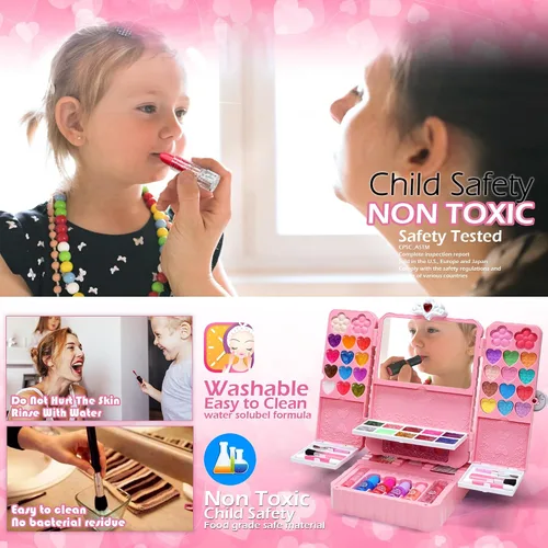 Miniatura 3 de Kit de Maquillaje para Niñas, Juguetes para Niñas - Maquillaje Lavable con Espejo, Sets de Maquillaje para Niñas de 5-8 años, Maquillaje para Niñas
