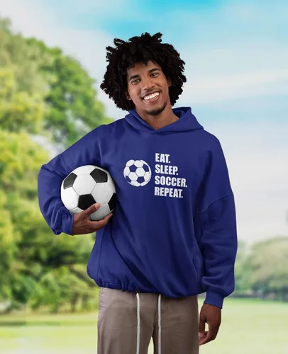 Miniatura 2 de Tstars Sudadera con capucha Eat Sleep Soccer para niños y hombres