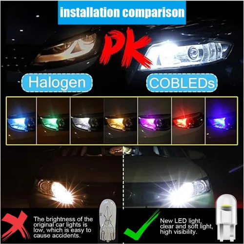 Miniatura 4 de Paquete de 30 bombillas LED para coche 194, 0.36W 12V T10 6000K luces interiores, bombillas LED COB 168 2825 W5W cuña, reemplazo universal para luz
