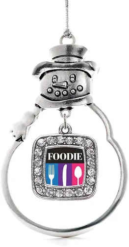 Miniatura 239 de Inspired Silver - Adorno de rodillo de reina - Adorno cuadrado de plata con muñeco de nieve con joyas de circonita cúbica