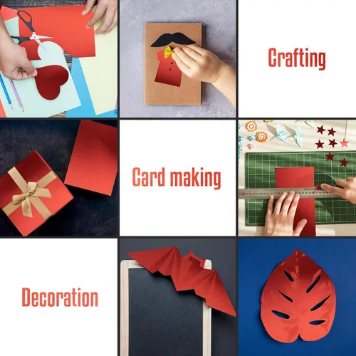 Miniatura 6 de Papel de cartulina rojo metálico, 60 piezas de 8.5 x 11 pulgadas (250 GSM) - Tablero de papel de aluminio rojo, superficie con acabado espejo