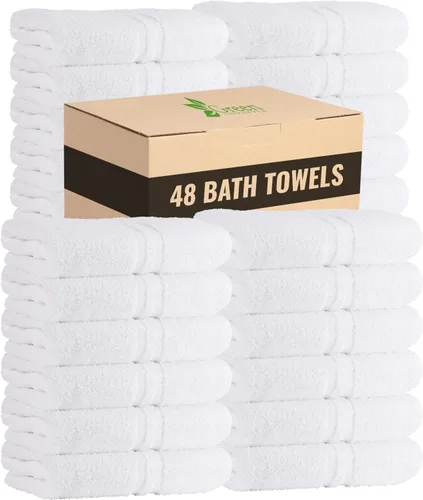 Miniatura 14 de GREEN LIFESTYLE Toalla de Baño de Lujo - Paquete de Toallas de Baño Grandes Blancas para Spa, Gimnasio, Baño, Hotel - 86% Algodón 14% Poliéster