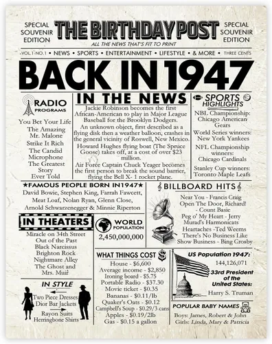 Miniatura 37 de Póster de cumpleaños 96 sin marco, periódico Back In 1930, regalos de feliz cumpleaños 96 para hombres y mujeres, vintage, retro, nacido en 1930