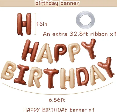 Miniatura 3 de Cartel de Feliz Cumpleaños Marrón Desnudo Hombres Mujeres Niño Niña Bronceado Rubor Neutral Vaquero Fiesta Occidental Oso de Peluche Decoraciones