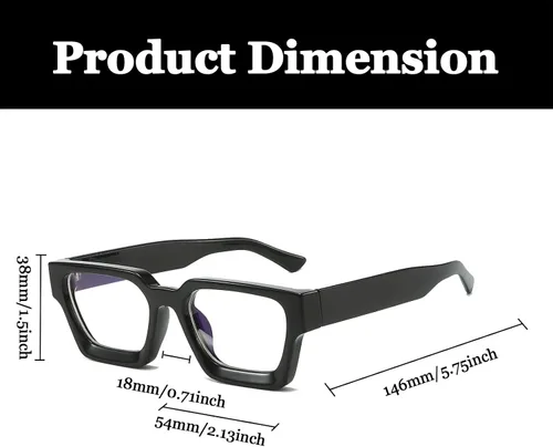Miniatura 3 de LJCZKA Gafas cuadradas con bloqueo de luz azul para mujeres y hombres, marco grueso, anteojos para juegos de computadora, anteojos antifatiga ocular