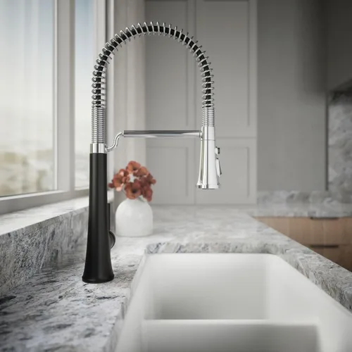 Miniatura 3 de KOHLER 23765-CBL Tone Grifo de Cocina Semiprofesional, Negro Mate/Cromo Pulido Cromo pulido con negro mate