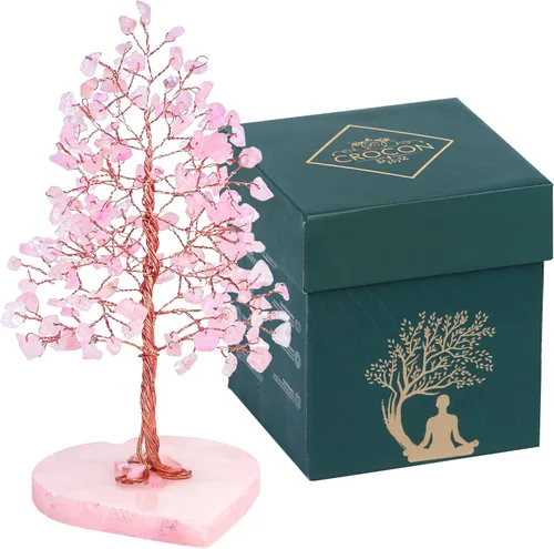 Miniatura 27 de Crocon Árbol de la vida de cristal de cuarzo transparente, chakra para energía positiva, decoración de Feng Shui, árbol bonsái de dinero con piedras