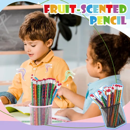 Miniatura 5 de Gersoniel 24 piezas de lápices perfumados a granel para niños, lápices de grafito de madera con olor a fruta, inspiradores, motivacionales, lindos