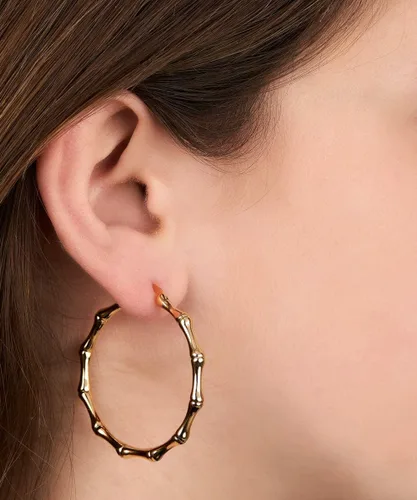 Miniatura 2 de Barzel - Aretes de aro de bambú de oro para mujer, chapados en oro de 18 quilates, oro rosa o blanco