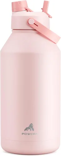 Miniatura 20 de POWCAN - Botella de agua térmica 2 en 1, sorbete y tapa con boquilla, antifugas, acero inoxidable sin BPA, apta portavasos automóvil, bebida fría 24