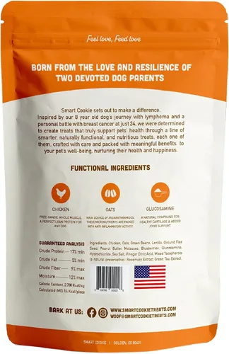 Miniatura 2 de Smart Cookie All Natural Dog Treats - Galletas saludables para perros de pollo para cadera y articulaciones con glucosamina, ideales para perros
