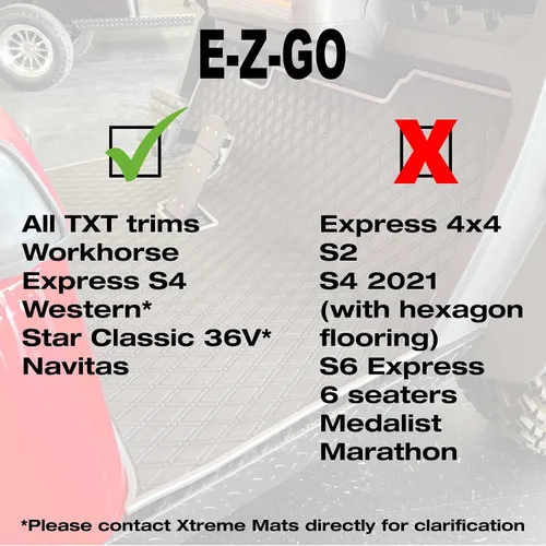 Miniatura 2 de Xtreme Mats EZGO TXT/S4/Cushman GolfCart - Tapete de cobertura completa para carrito de golf, solo se adapta a EZGO TXT (1994+), Express S4