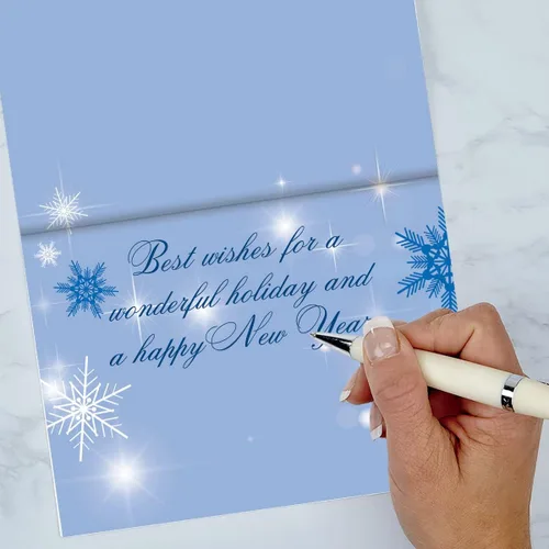 Miniatura 3 de Tarjetas de Navidad con imágenes coloridas azules de Colorful Images con sellos de sobres a juego, juego de 24 tarjetas, 5 x 7 plegadas, paquete